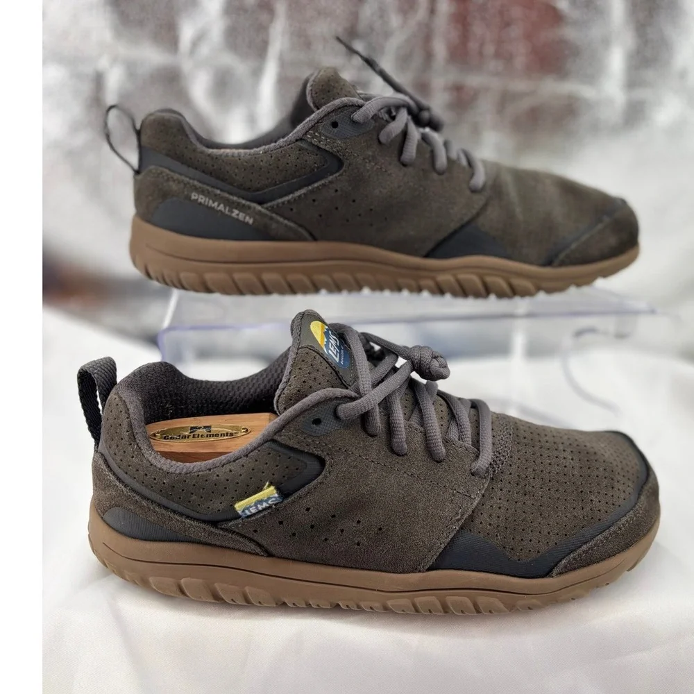 Lems Primal Zen Mens 9.5 Charcoal Grey Suede Minimalist Wide Toe Box Sneakers